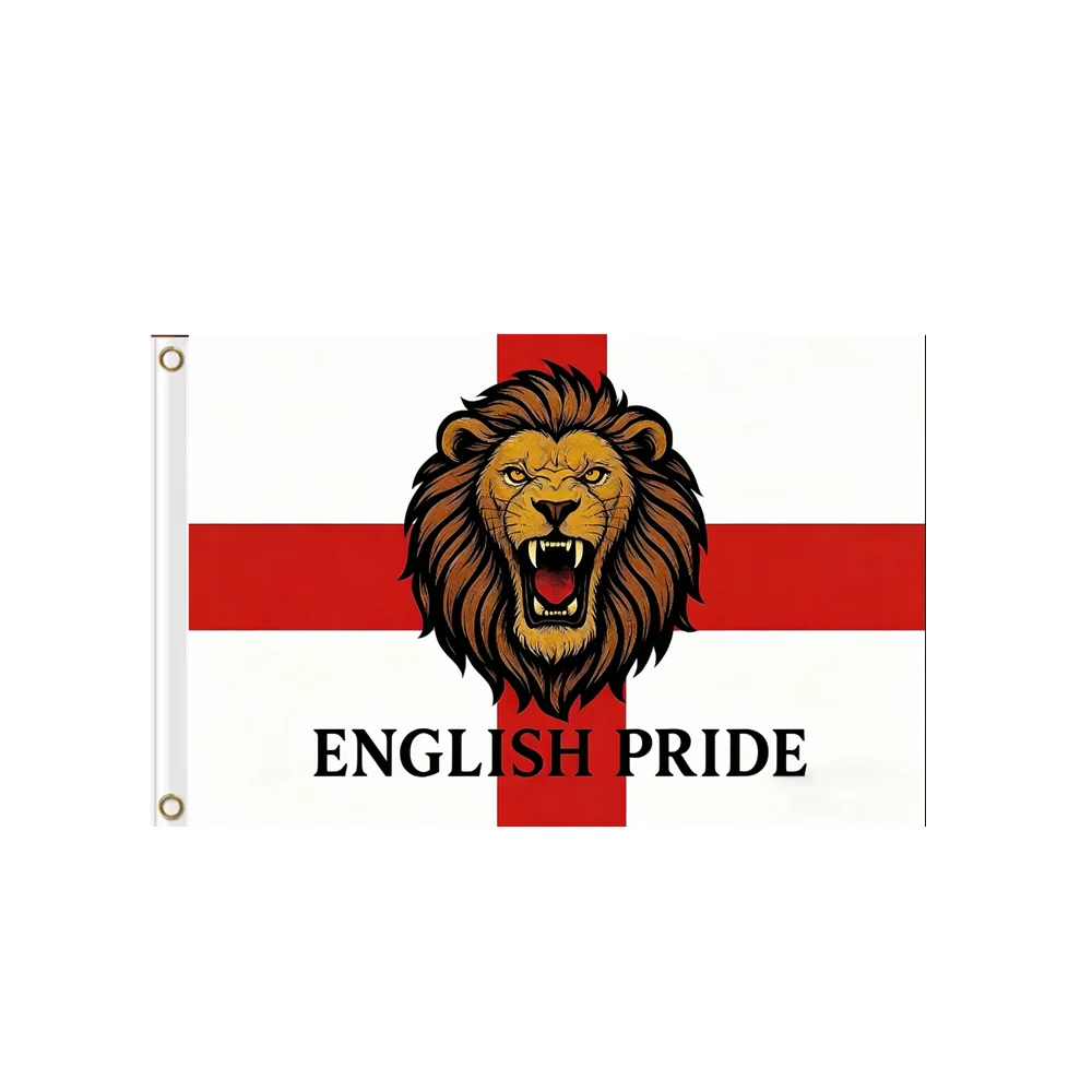 English Pride Flag St George's Cross Roaring Lion Head Flag 2x3ft 3x5ft Polyester England Outdoor Indoor Decor Banner