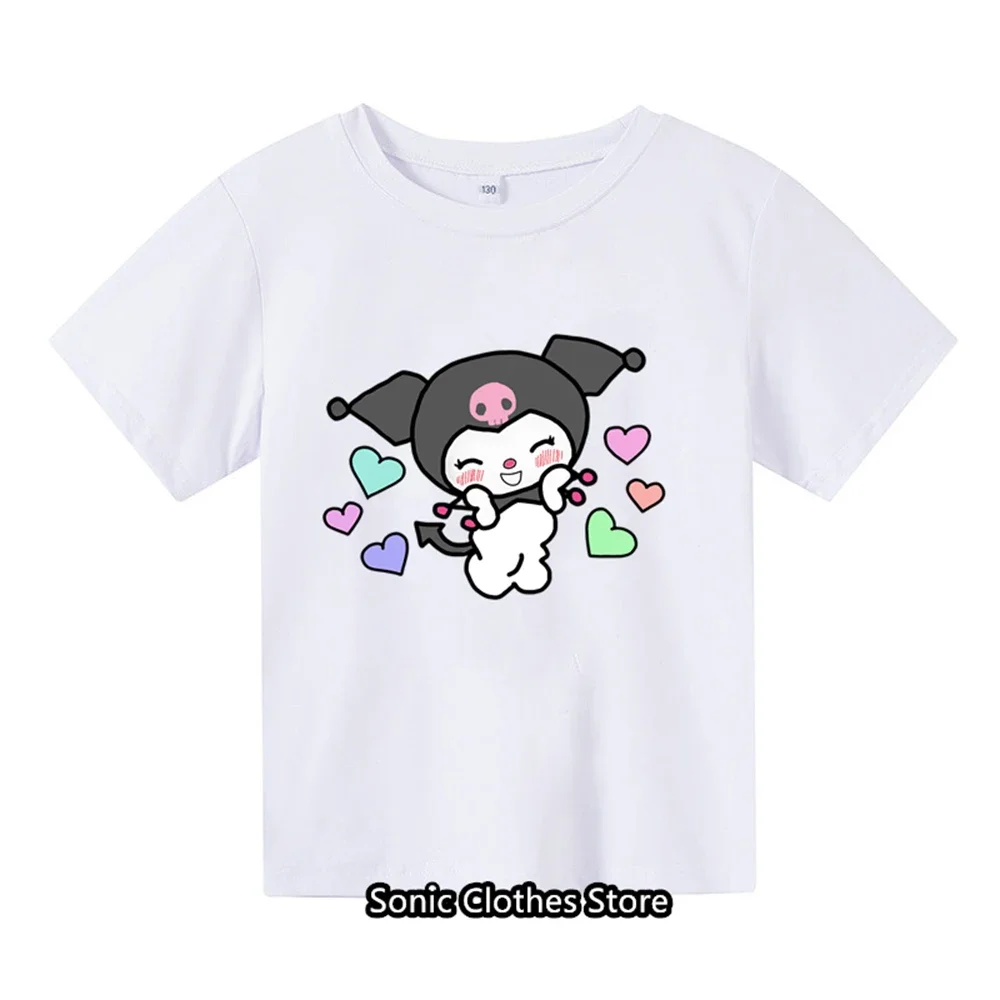 

Kuromi Lolita Children T-shirt New Y2k Kawaii Sanrio Anime T Shirts Cinnamoroll Women Cartoons Casual Clothes Kid Girl Boy Tops