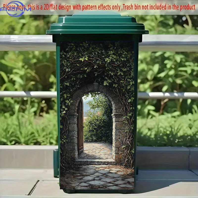 Ivy Covered Stone Arch Stickers | Rustic Exterior Trash Can Decoration, Suitable For Foyer, Porch, Living Room, Bedroom, Offic