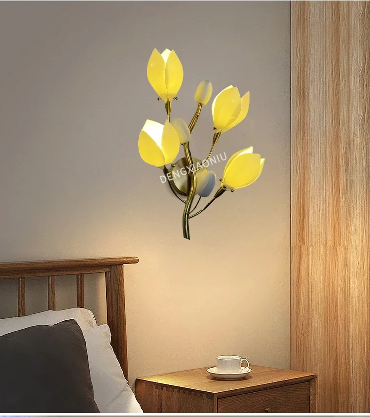 Modern Ceramic Flowers Wall Sconce Lamp Wall dining room lighting ounted Light Interior Design Classical Elegant Living Room