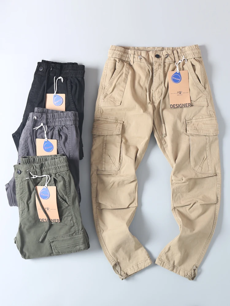 

Мужские повседневные брюки из чистого хлопка в американском стиле, прямые, универсальные, для работы, в ретро-стиле, модные, весенне-осенние, длинные