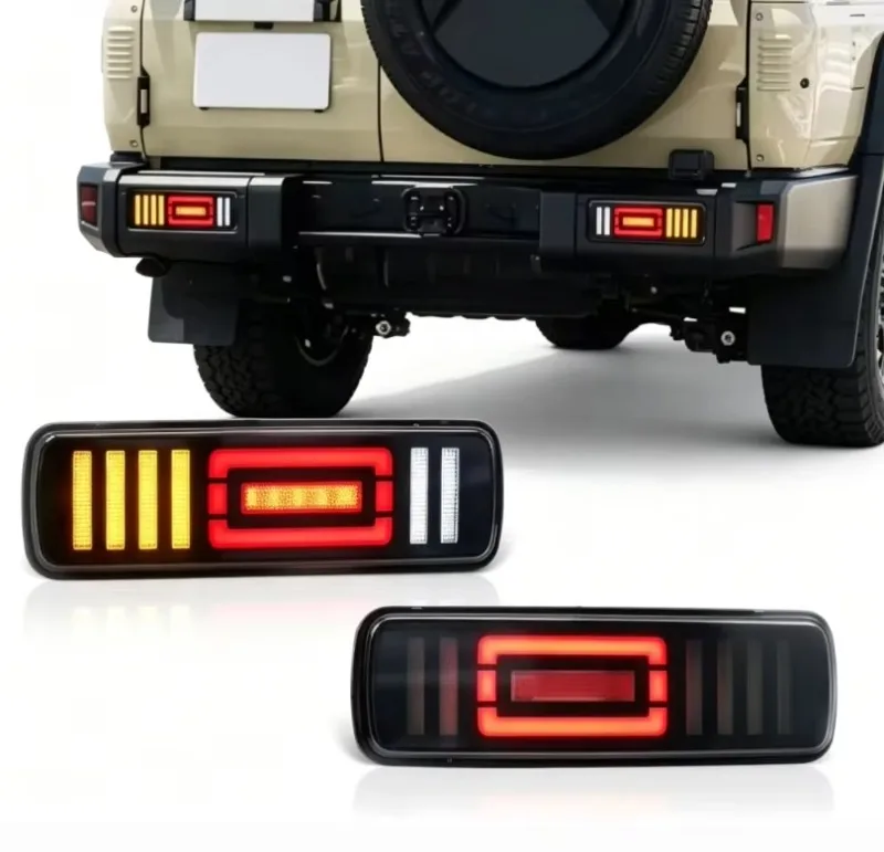 For Land Cruiser 70 Series 1984-2026 Rear Bumper Full LED Tail Lights with Clear Lens