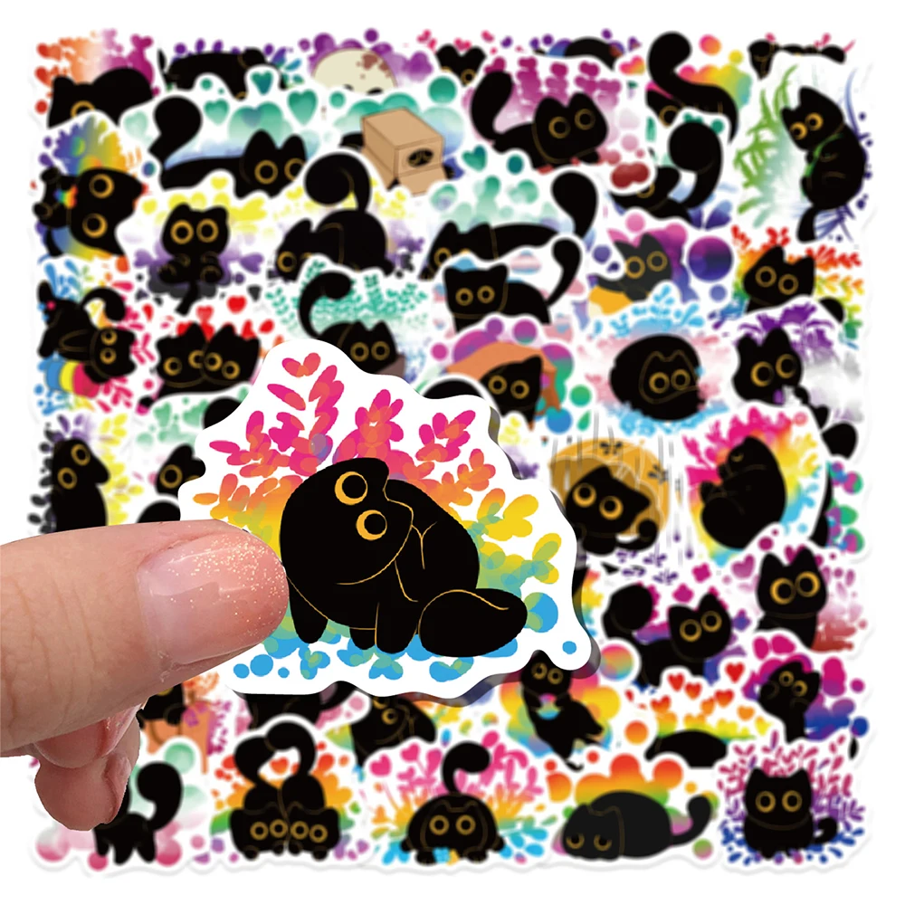 10/30/50 Stück Kawaii Niedliche Stolze Schwarze Katzen-Aufkleber Lustige Kreative Cartoon-Sticker für Skateboard Gitarre Telefon Helm Graffiti-Aufkleber