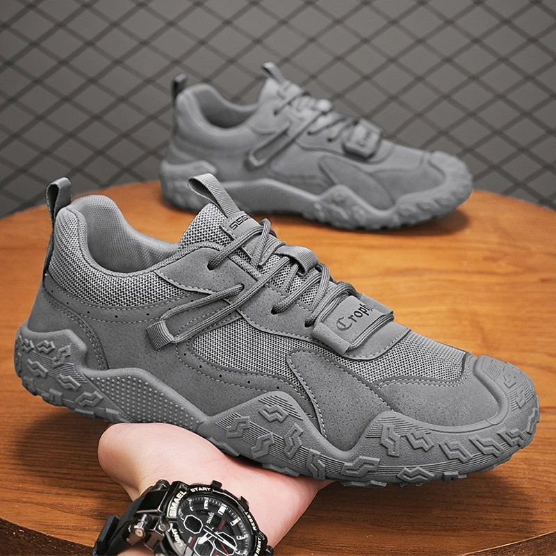 

Men's Casual Sports Shoes Sports Running Gray Jogging Shoes Outdoor Breathable Mesh Flat Bottom Light Shock Absorbing Tennis