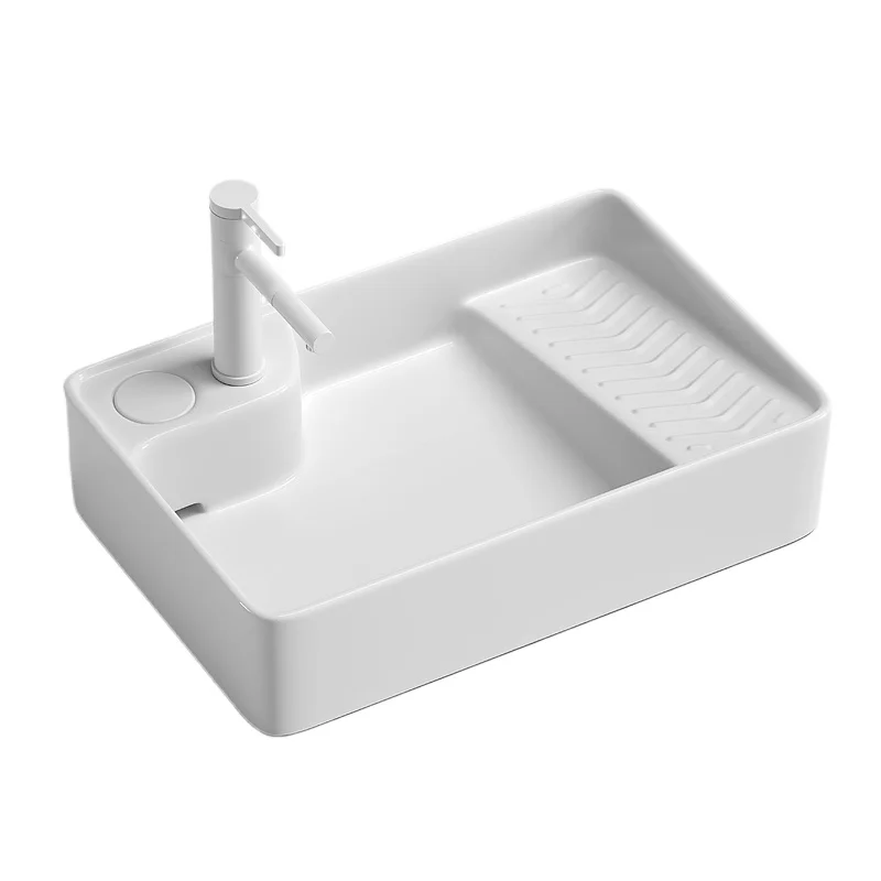 

Taiwan control with washboard table basin hidden ceramic side launching household bathroom single basin