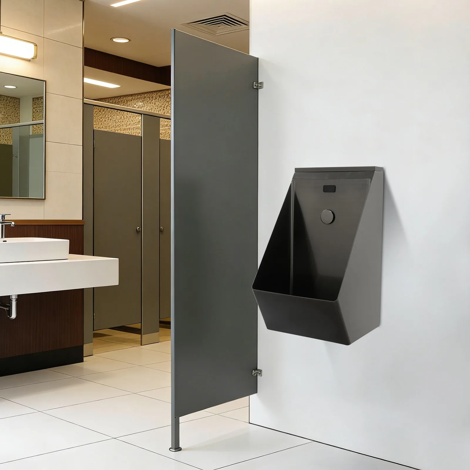 

Wall Mounted Automatic Sensor Urinal for Men Modern Stainless Steel Water Saving Hygienic Design
