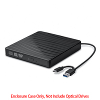 Optical Drives Cases USB 3.0/Type-C with Dual Head Power Cord Drives Enclosure Non-Slip Mat Striped for Netbook Hard Disk Player