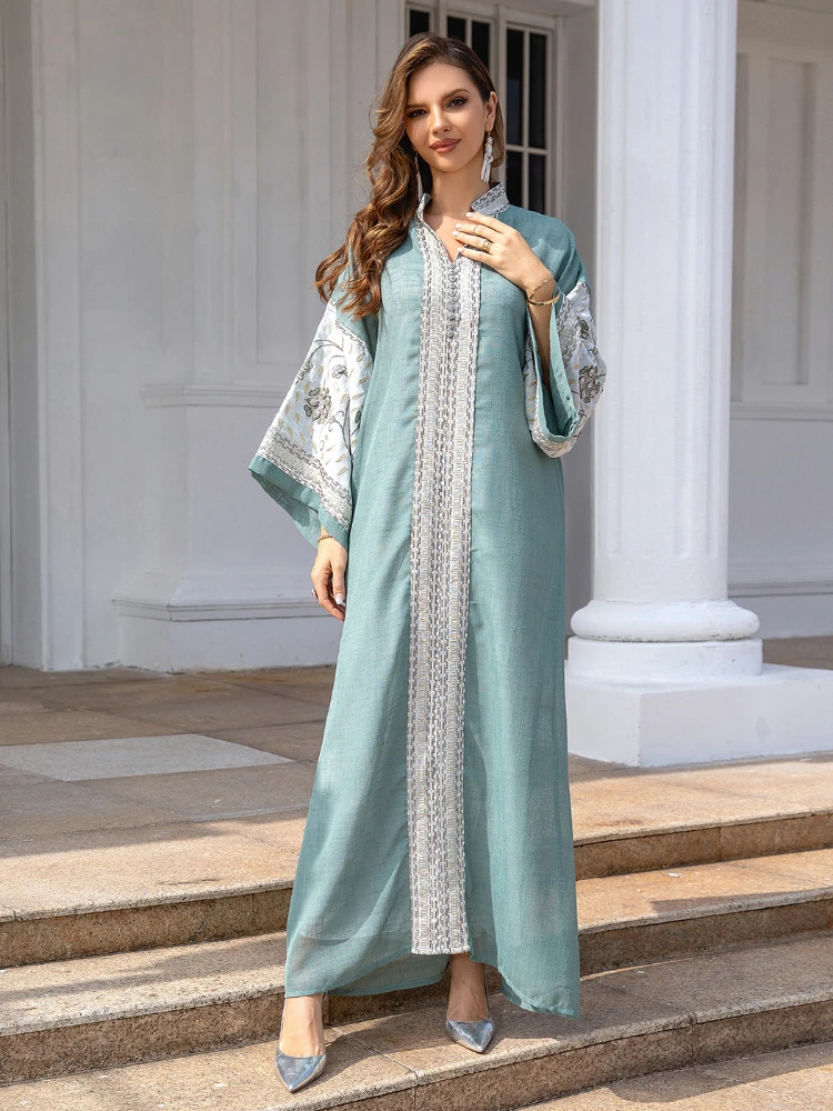 Eid Muslim Party Dress for Women Jalabiya Abaya Ramadan Long Dresses Abayas Woman Embroidery Kimono Robe Caftan Vestidos 2024