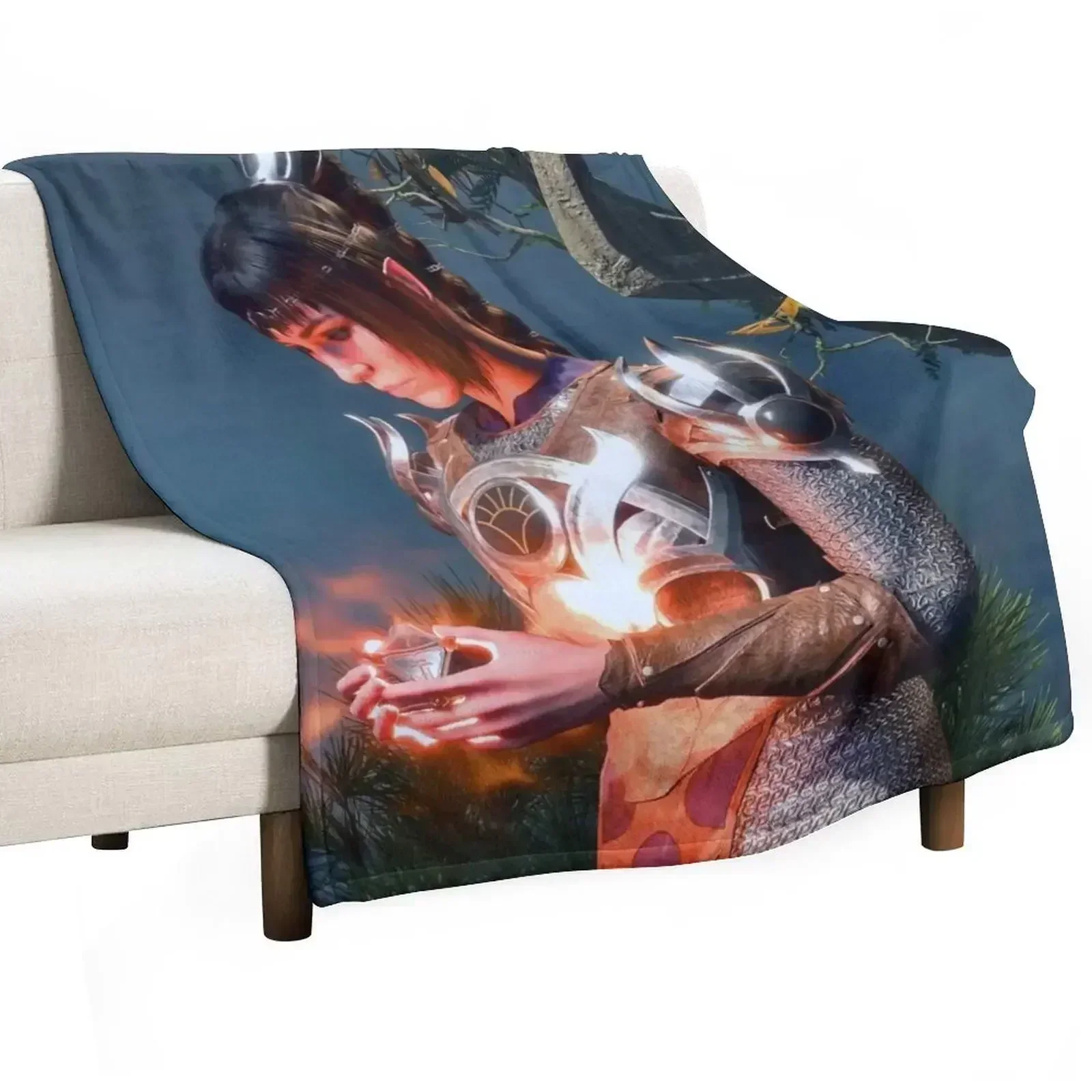 Shadowheart the Human Cleric Adventurer holding the artefact Throw Blanket Thin Giant Sofa Blankets