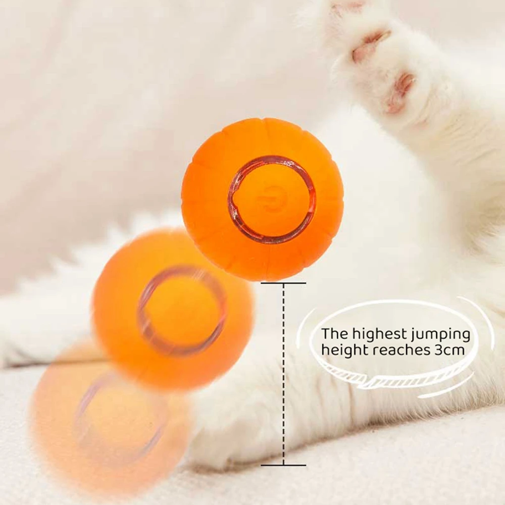 Smart Interactive Cat Toy Automatic Moving Bouncing Rolling Ball for Indoor Cat Kitten Self Rotating Ball with Lights Cats Gift