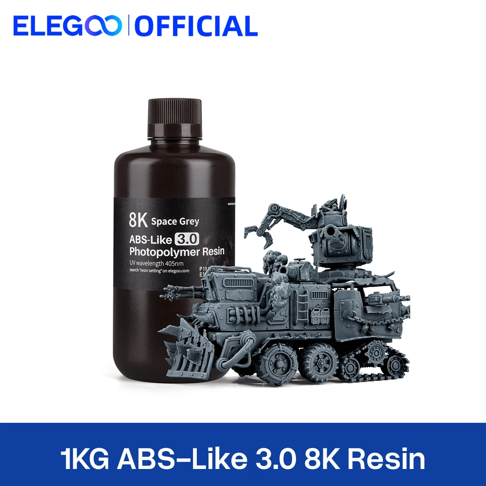 Resina para Impressora 3D ELEGOO ABS-Like 8K 3.0, Resina Fotopolímera 405nm para Impressão 3D MSLA DLP LCD