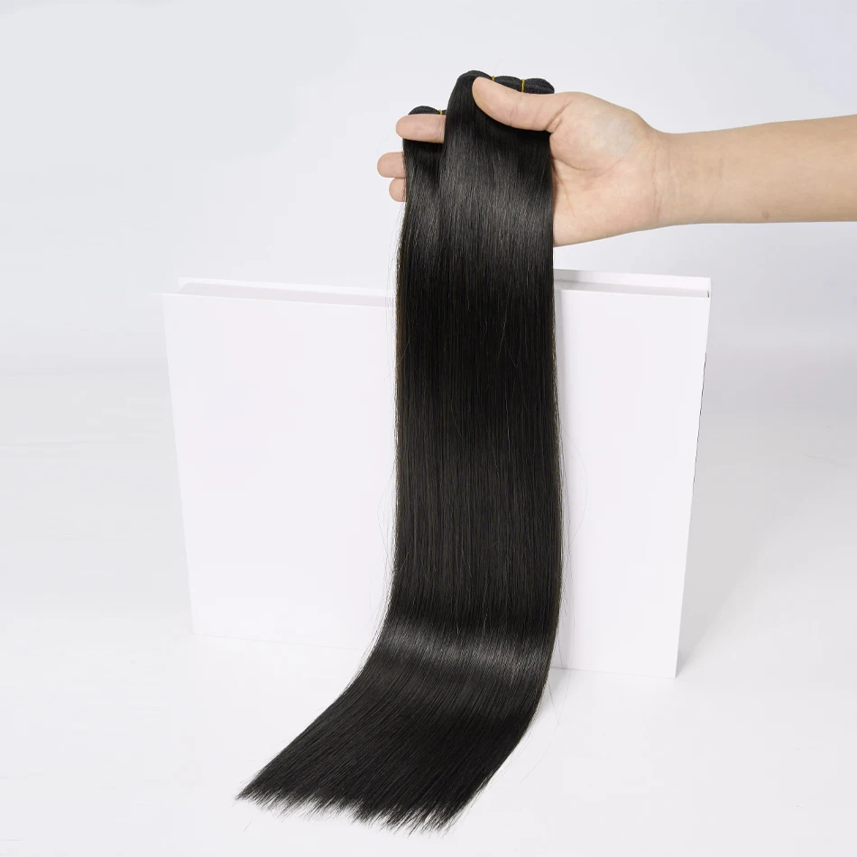 

Sew in Hair Extensions Real Human Hair, Black Weft Hair Extensions Human Hair,Weft Bundles Straight Silky Remy Hair