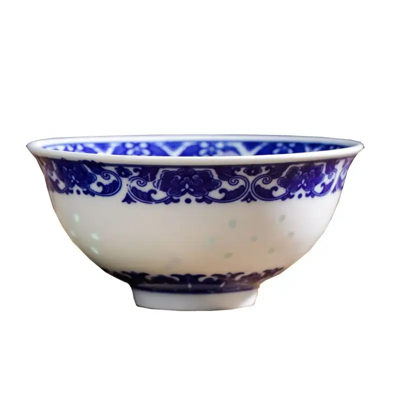 10pcs Jingdezhen Blue and White Porcelain Ceramic Bowl Underglaze Color Tableware Noodle Bowls Vintage Dragon Rice Bowls Kitchen