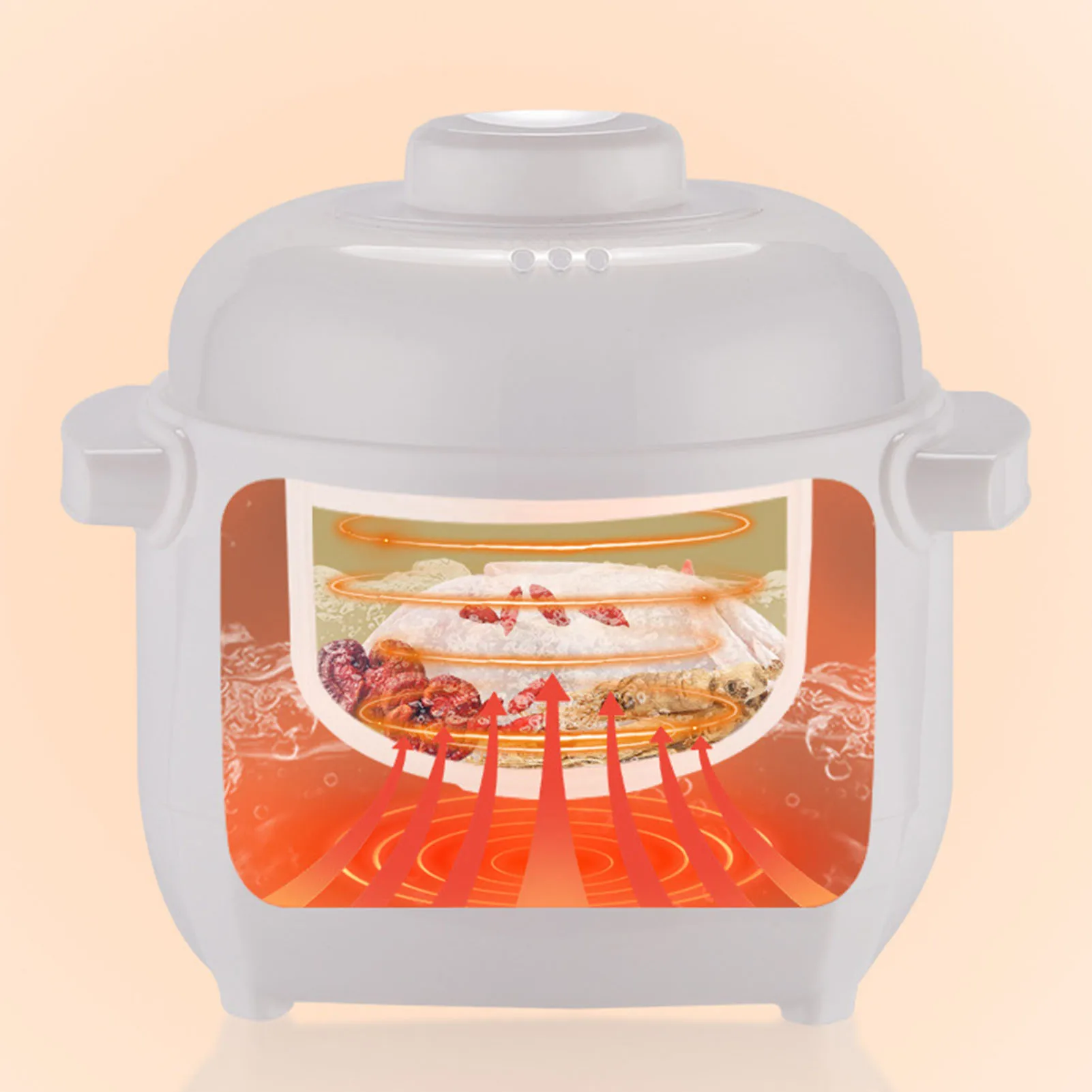 

1L 200W Electric Stew Pot with Ceramic Liner Versatile Cooker for Porridge Rice Soup - Kitchen Appliance