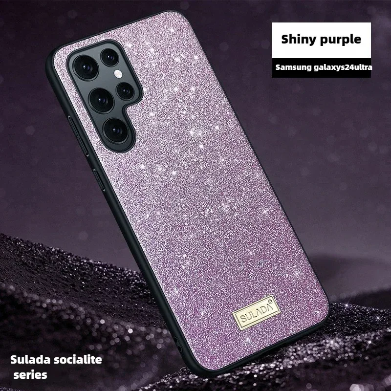 Роскошный блестящий силиконовый кожаный чехол для Samsung Galaxy S24 Ultra S23 S22 Plus, защитная задняя крышка с защитой от отпечатков пальцев