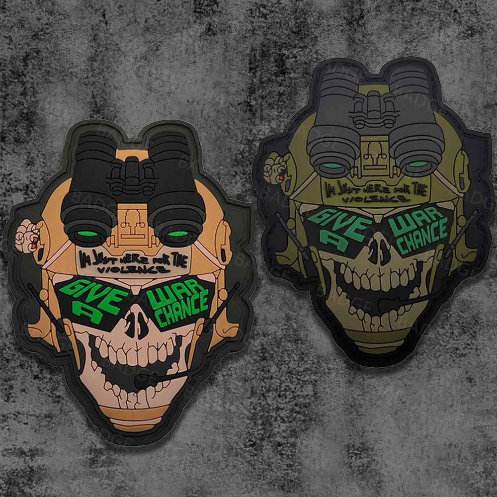 Soldier Headwear Night Vision Goggles PVC Patch, Skull Sticker Tactical Emblem Badges Decorative Applique