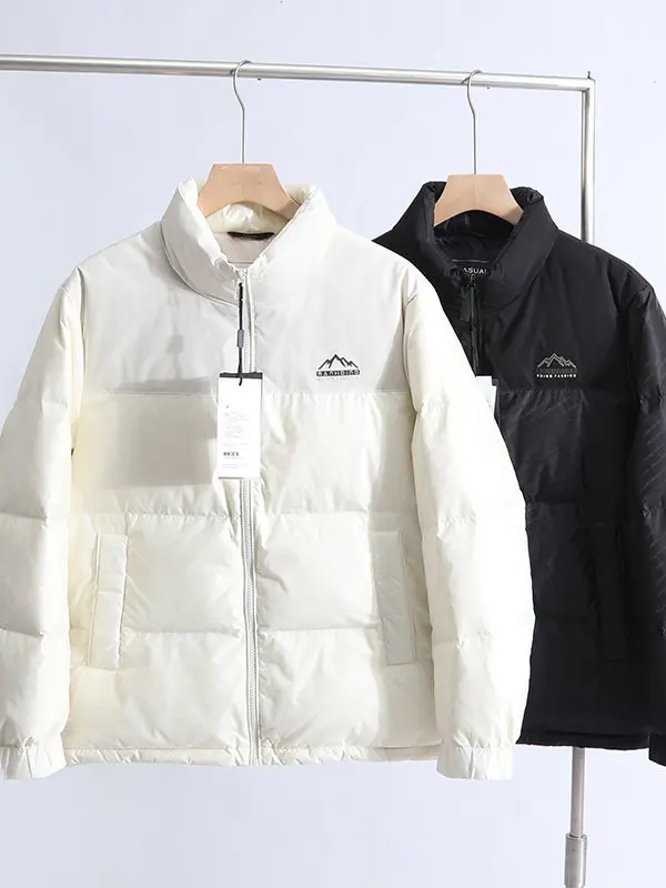 

Мужская укороченная стеганая куртка H-Home из утиного пуха в стиле «хлебный пуховик» с воротником-стойкой, теплая, для города, повседневная, модная