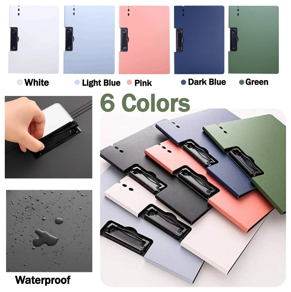 12- Pack A4 360 Degree Foldable Clipboard Folder with Metal Clip and Pen Holder 6 Colors Field Work Signboard Nursing Clipboards