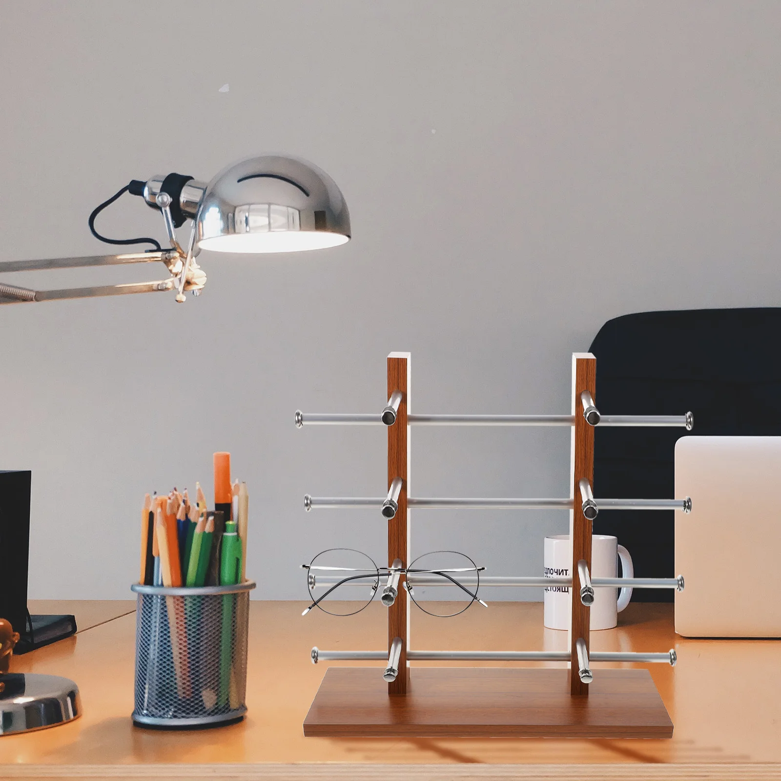 

Glasses Display Rack Premium Density Board Stable Base Sunglasses Holder Organizer Eyewear Stand Space Saving Sunglasses Holder