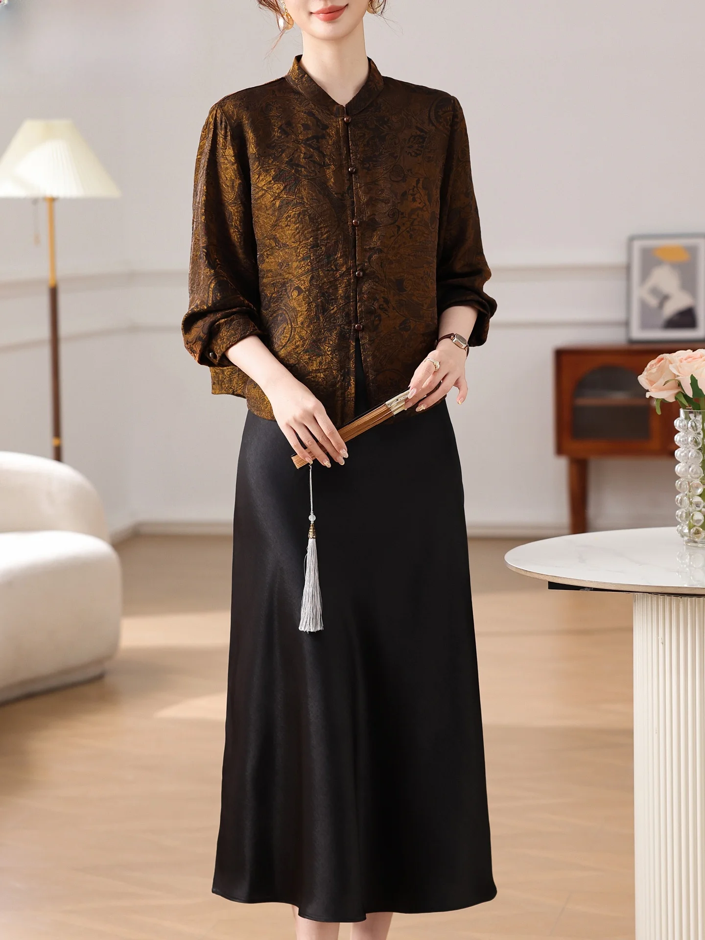 

Ele Midlife Mom Spring Outfit Set Long Skirt And Jaet Women's Clothing for Middle-Aged And ly Chinese Sle