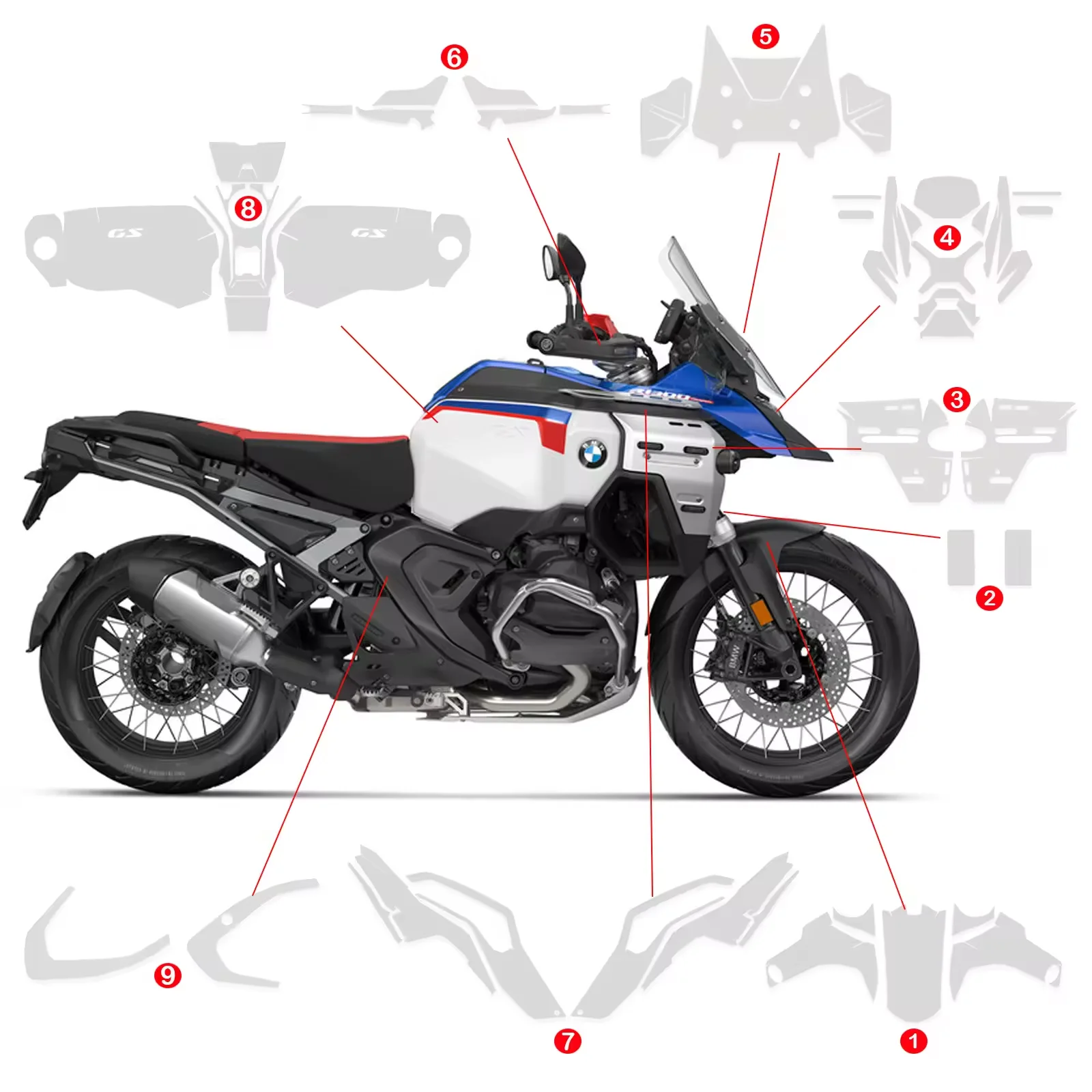 New R1300GSA 2025 Motorcycle PPF For BMW R1300GS Adventure Complete Paint Protection Film Real Material TPU Anti-scratch Kit