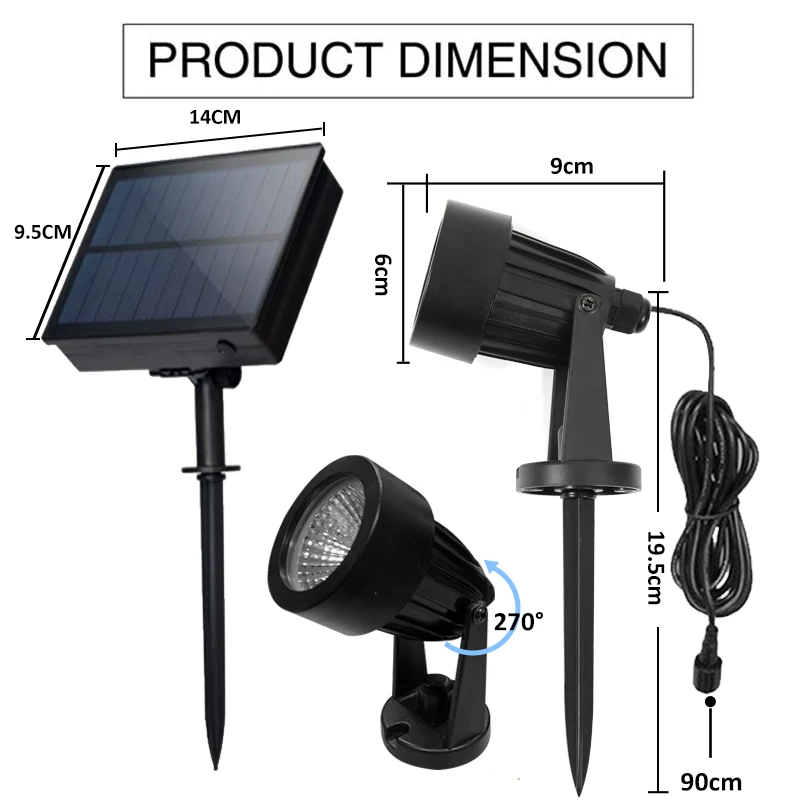 Solar Outdoor IP65 Waterproof Color Adjustable Landscape Courtyard Driveway Garden Porch Walkway Solar Spotlight Fast Delivery