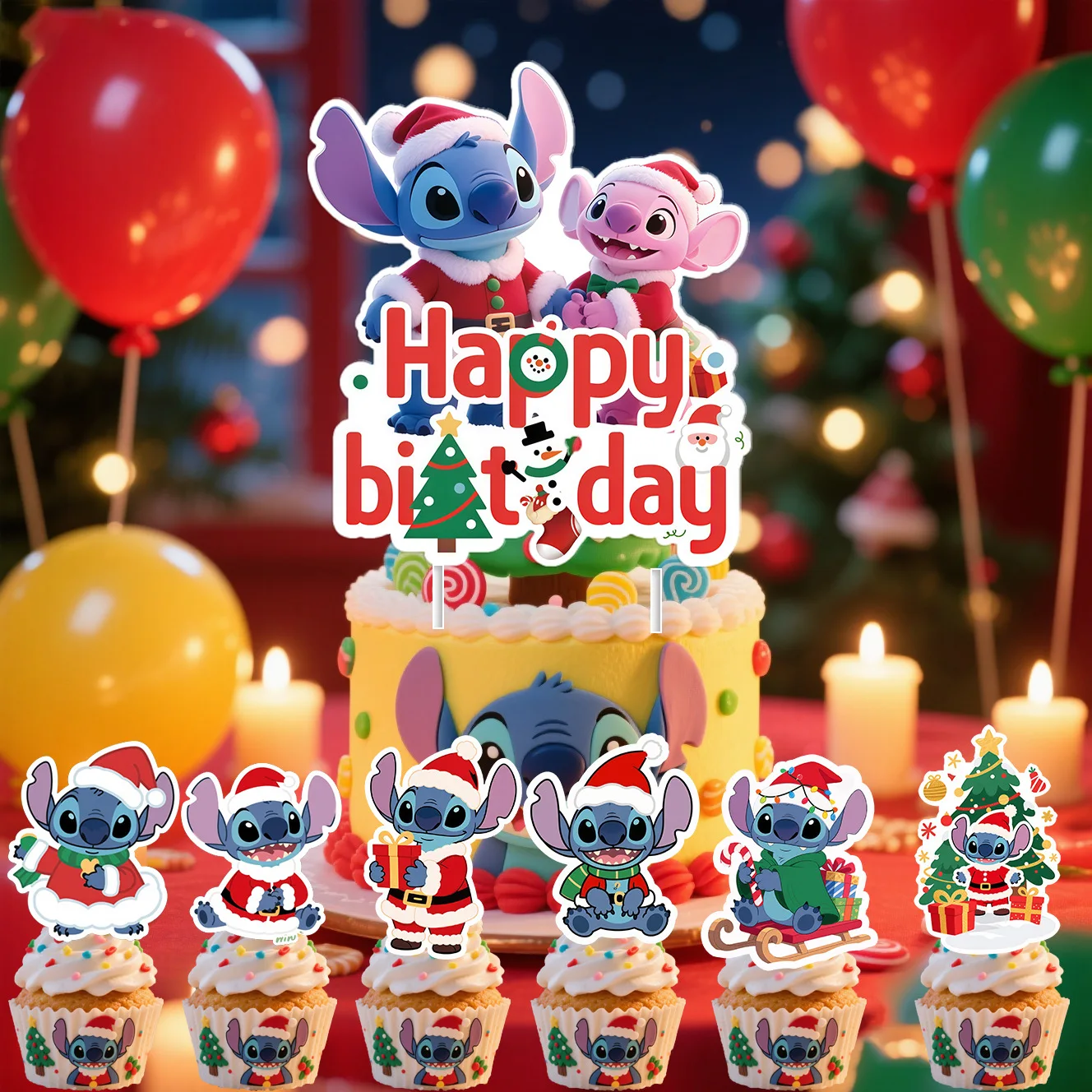 

Christmas Stitch Cake Decoration Plaque Stitch Dessert Terrace Decoration Plaque Banners Disney