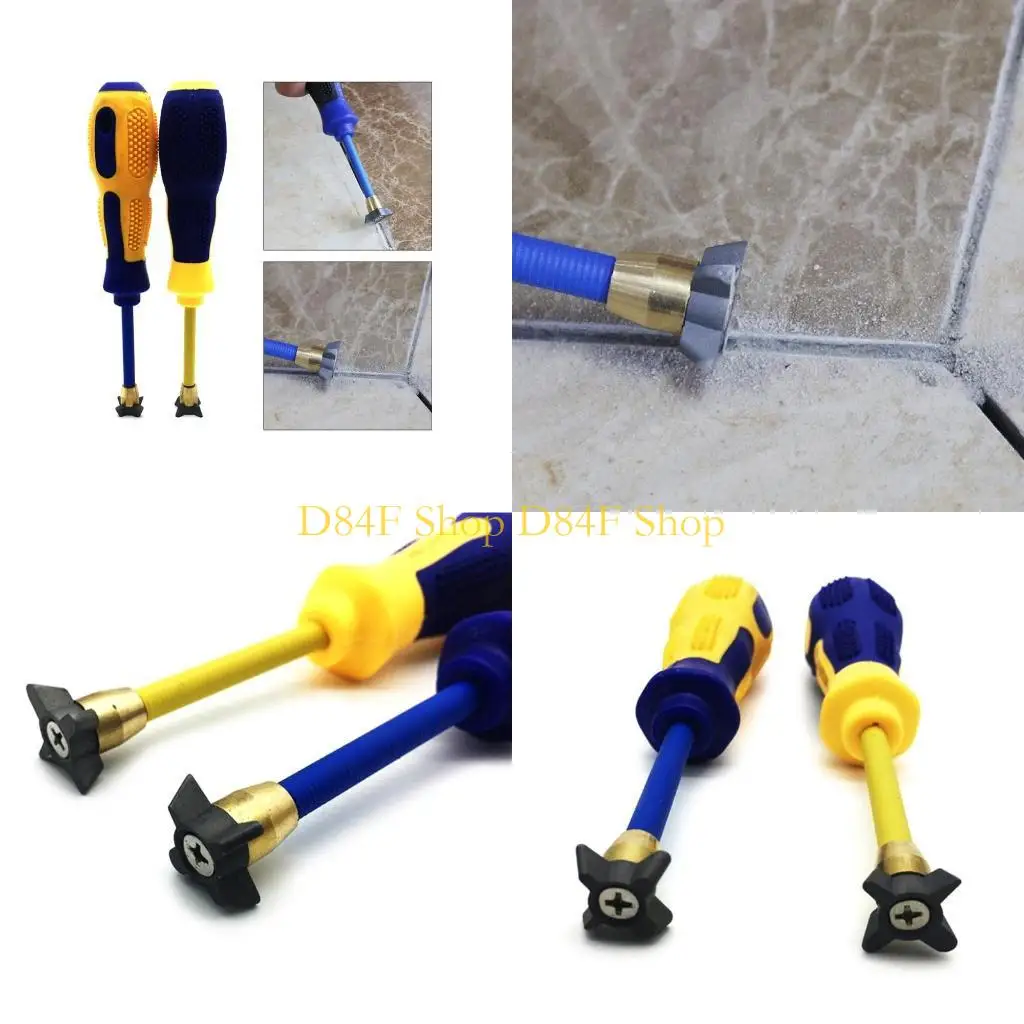 

D84F Grout Removal Tool 4 in1 Caulking Removal Tool Scraper Tile Joint Cleaning Brush