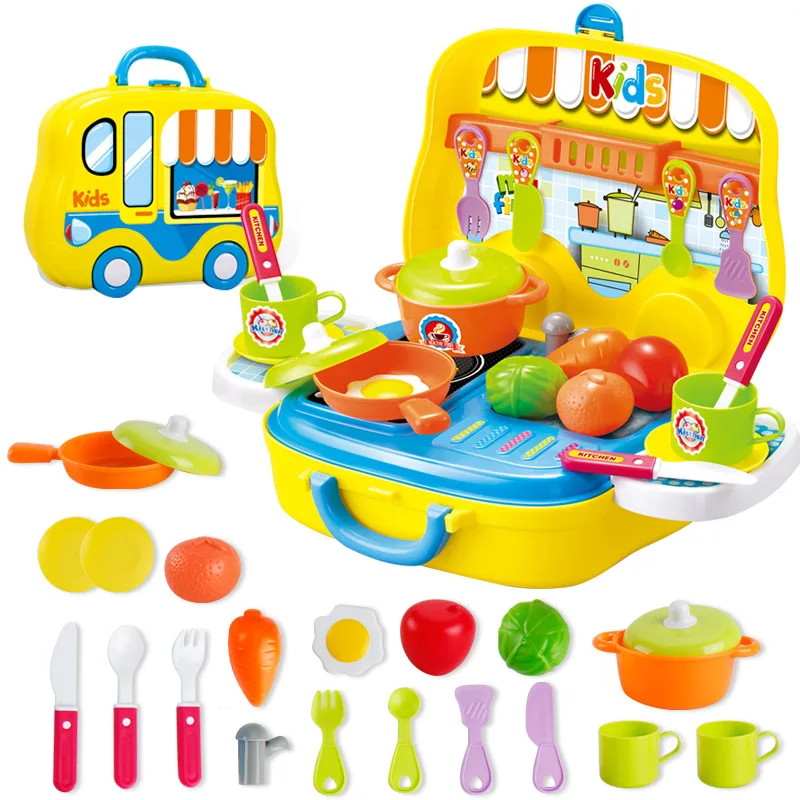 Role Play Children's Kitchen Tableware Dresser Cashier Tools Travel Box Doctor Playing House Hand Suitcase Pretend Play Set