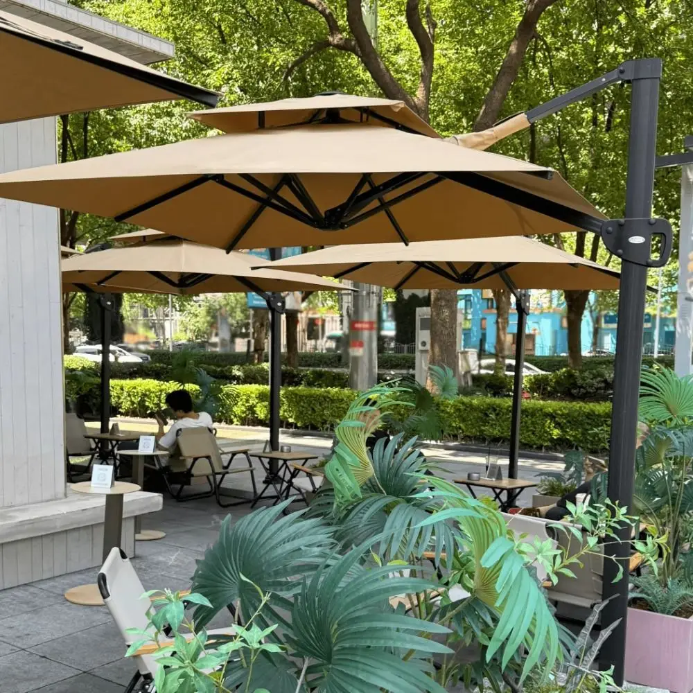 Beverage Shop Round Patio Umbrella High Quality All Weather Beach Umbrella Sun Shade Rainproof Garden Umbrella Outdoor