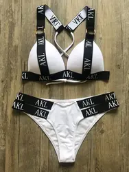 Swimwear Women's Swimming Suit Push Up Bikini 2023 Mujer Lace Up Bikinis Women Swimsuit Letter Printing Mini Thong Bikini Set