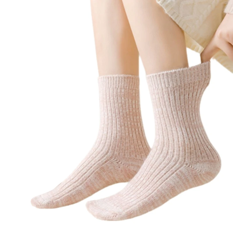 Calcetines invierno cálidos lana sintética acanalados para mujer, calcetines gruesos térmicos informales para dormir en