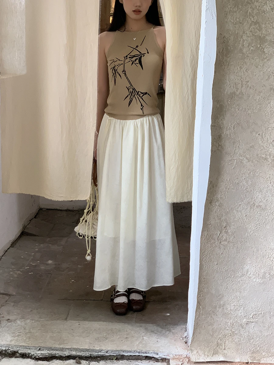 

Ele High Waist A-Line Skirt for Women Summer New Sle National Sle Slimming Long Skirt Chinese Sle Skirt