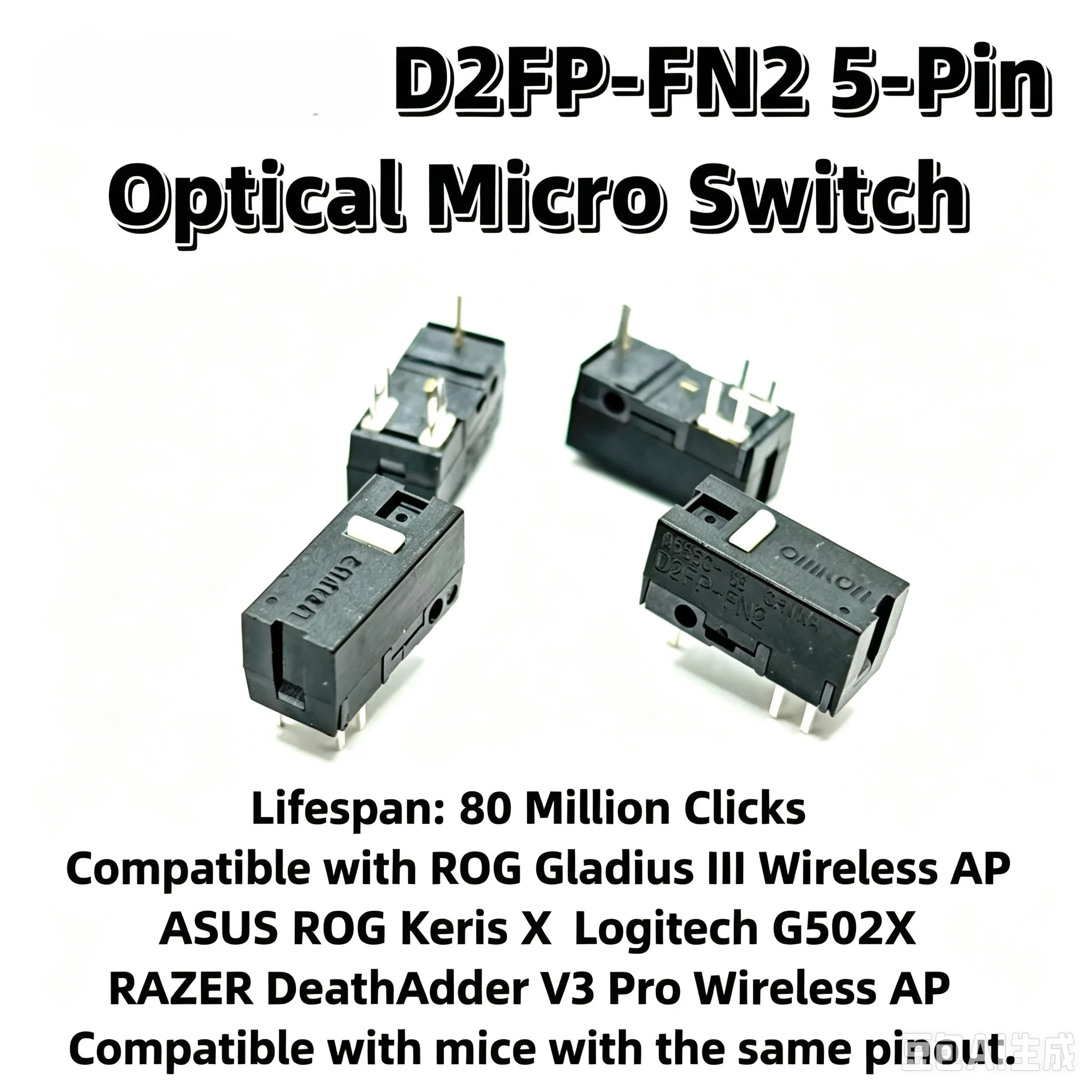 D2FP-FN2 Optical Micro Switch 70M Clicks for ASUS ROG Gladius III Keris Chakram X Gaming Mouse Button Replacement