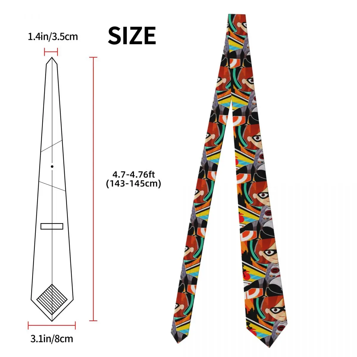 Custom The Incredibles Mangas Classic Necktie Mens Silk Neck Tie for Party