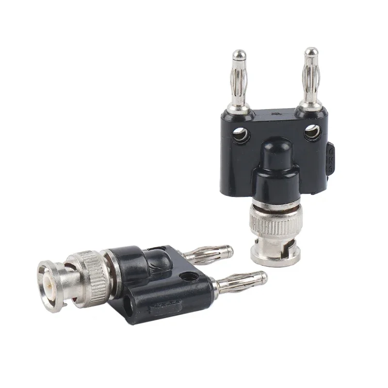 4mm banana plug BNC female jack to two double male connectors plug-in adapter connector electronics accessories