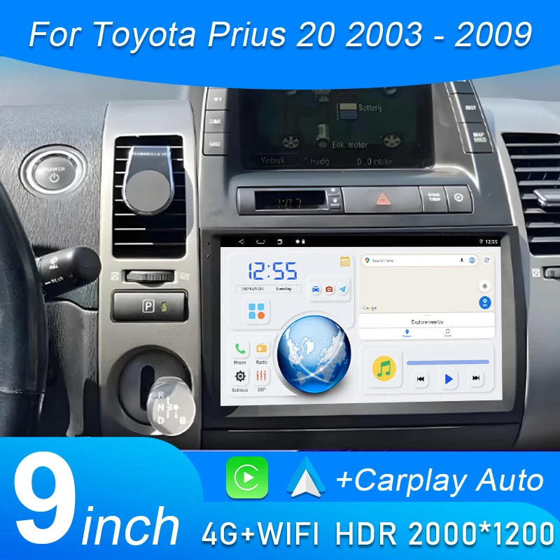 

Android 15 For Toyota Prius 20 2003-2009 Carplay Auto Radio Multimedia Stereo head unit Player Navigation Screen GPS 2din DVD
