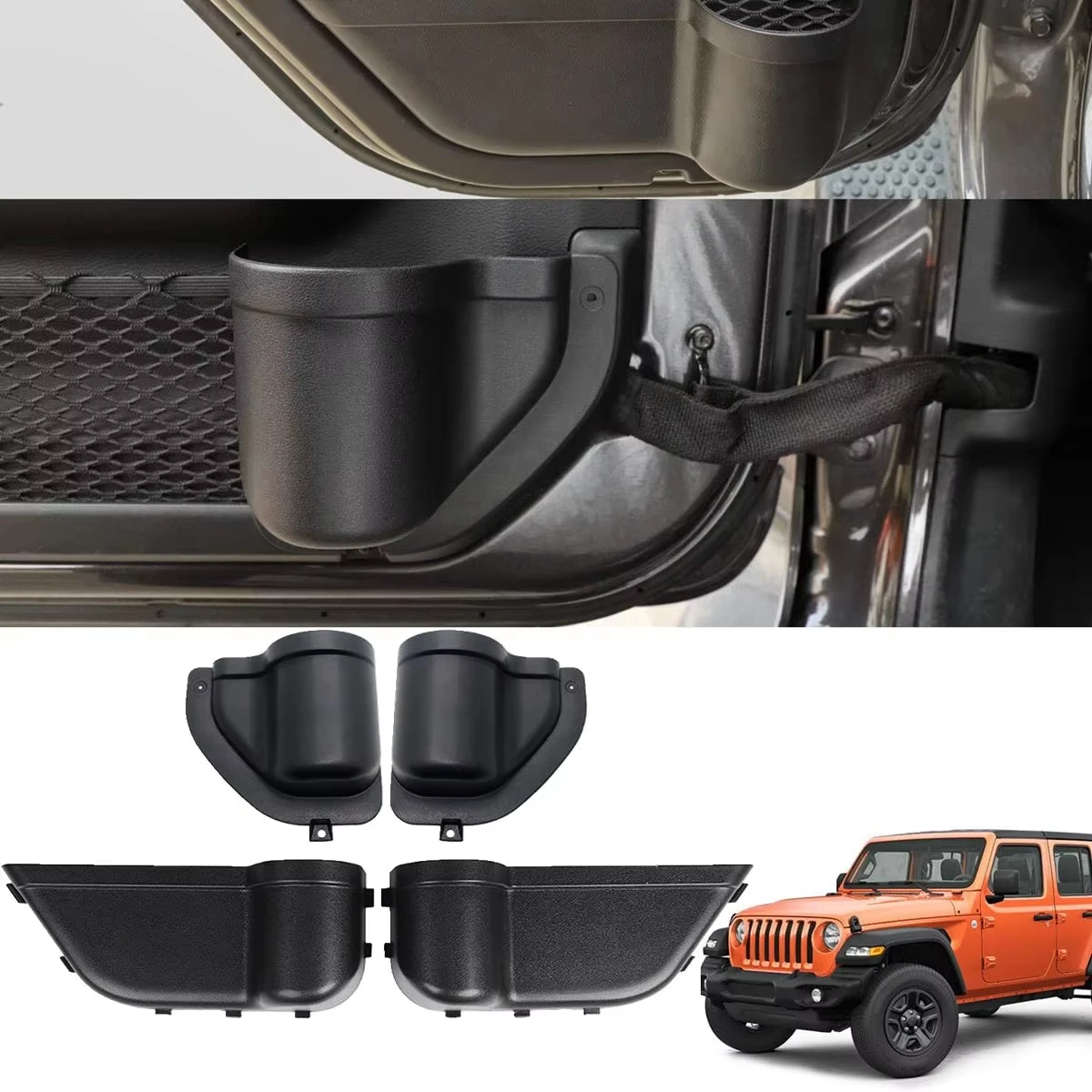 

Front Rear Door Side Storage Box Cup Holder Organizer Interior Accessory,Suitable for Wrangler JL 2018 2019 2020 2021 2022 2023