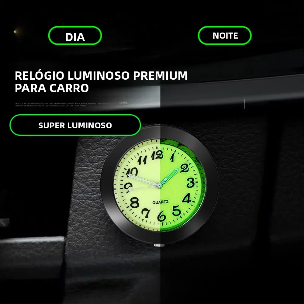 Novo Relógio Digital de Quartzo para Carro 2026 - Mini Relógio Automotivo Interno Adesivo para Carros e Acessórios Automotivos