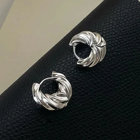 

Real 925 Sterling Silver Twisted Round Hoop Earrings for Women Vintage Geometric Fine Jewelry Minimalist Accessories