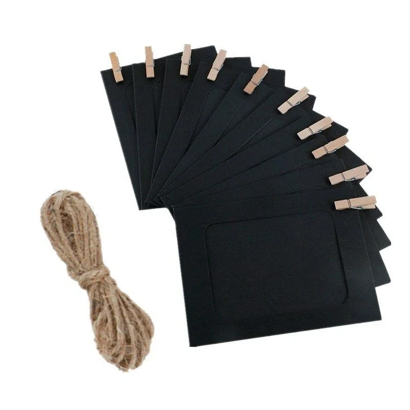 Retro DIY Hanging Photo Frame Set With 10 Paper Frames + Clips + String For Wall Decor Wedding Tables Creative Home Art