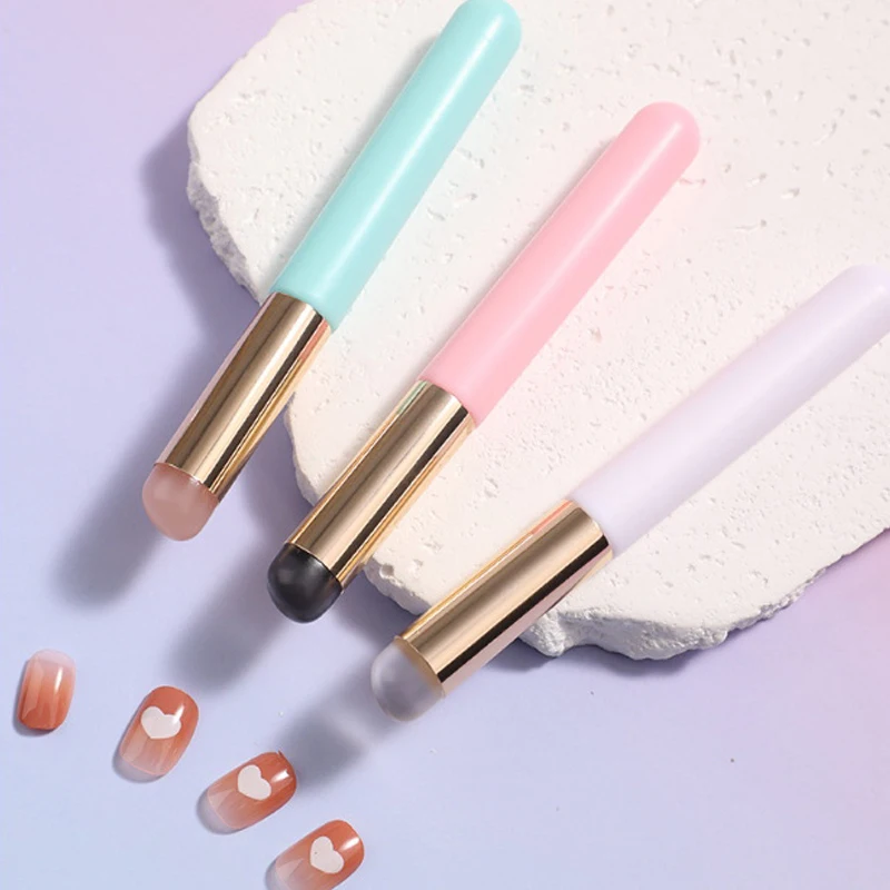 Pennello per labbra in silicone Correttore angolato Pennello per trucco Strumento portatile Testa tonda Dito Q Pennello per rossetto morbido Pennello per correttore