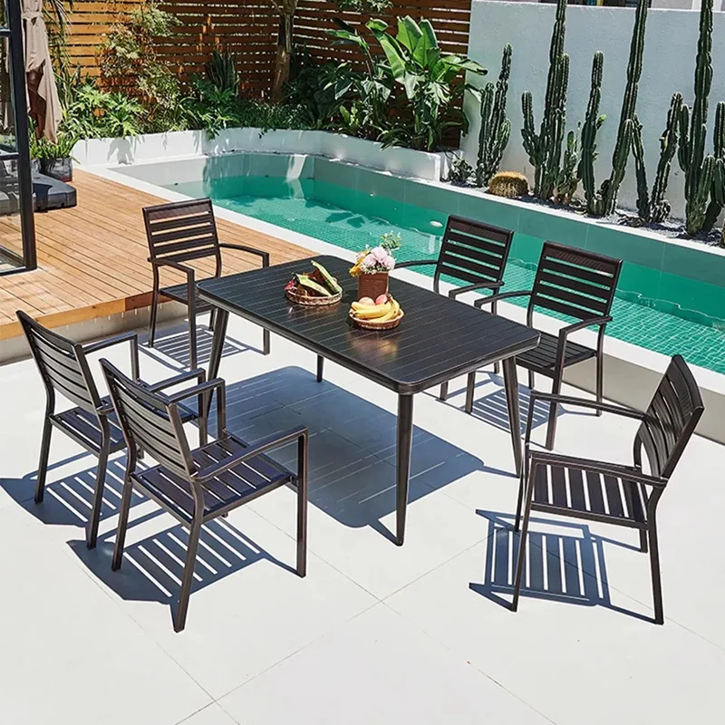 

Wholesale Restaurant Table Set Garden Modern Patio Furniture Aluminum Outdoor Dining Table And Chair Set For Hotel