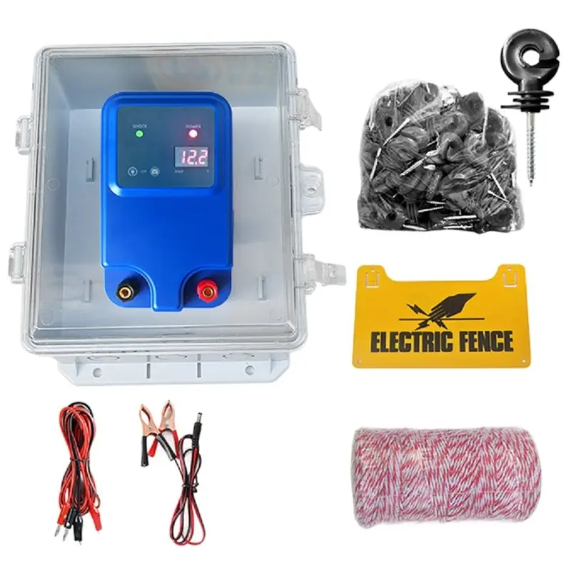 Kit de Cerca Eléctrica RANA 10KM 1.5J, Herramienta para Prevenir Animales Salvajes, Cerca para Ganado, Enchufe Estadounidense