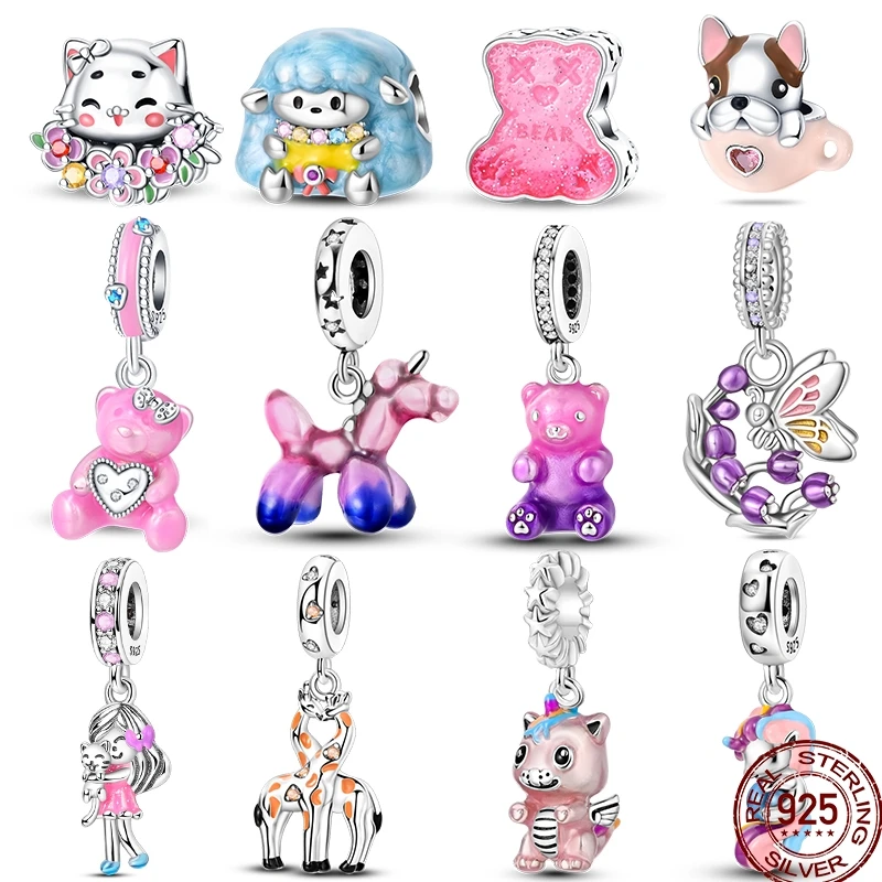 

Cute Pet Series 925 Sterling Silver Shiny Zircon Giraffe Zoo Beads Suitable Fit Pan 925 Original Beaded Bracelet Diy