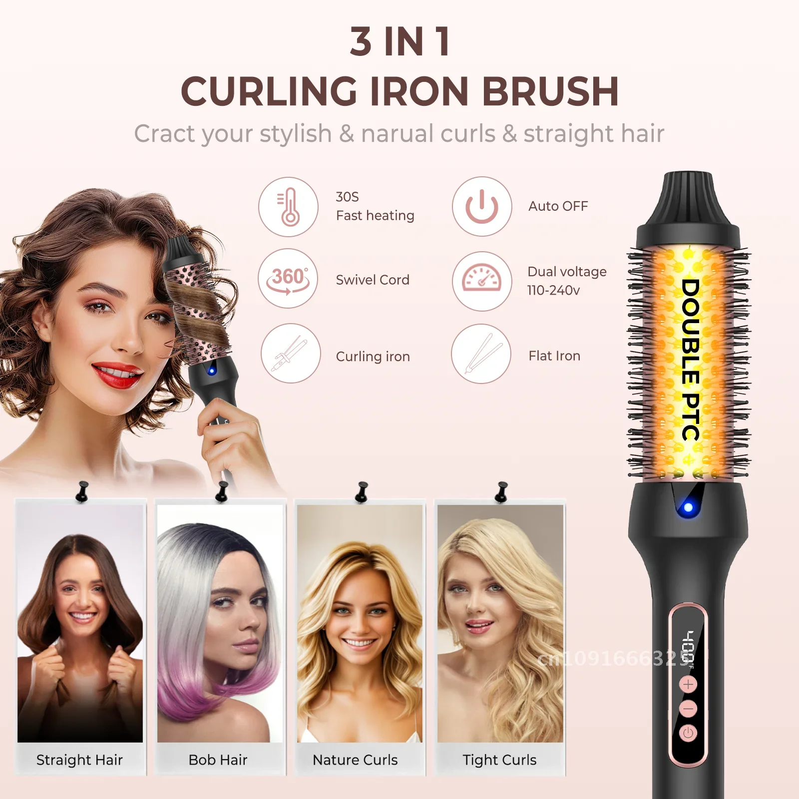 Heating Curling Comb Thermal Brush Professional Round Styling Brush Curling Anti Iron Scalding Hot Brush Volumizing Comb Curling