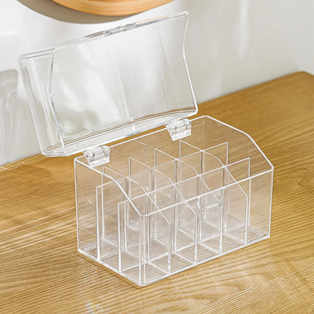 

1 pc Transparent Lipstick Storage Box 15 Compartment Organizer Large Capacity Makeup Storage Case Dresser High Feet
