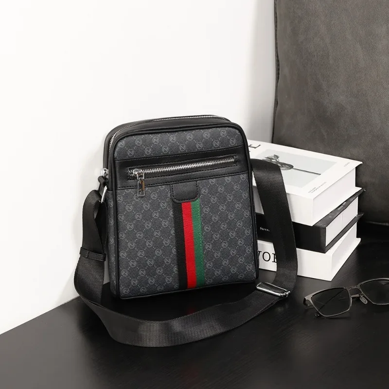 Square Crossbody Bag Men Luxury Design Men's Crossbody Bags Fashion Plaid Letter Printed Shoulder Bag Male Sling Messenger Bag