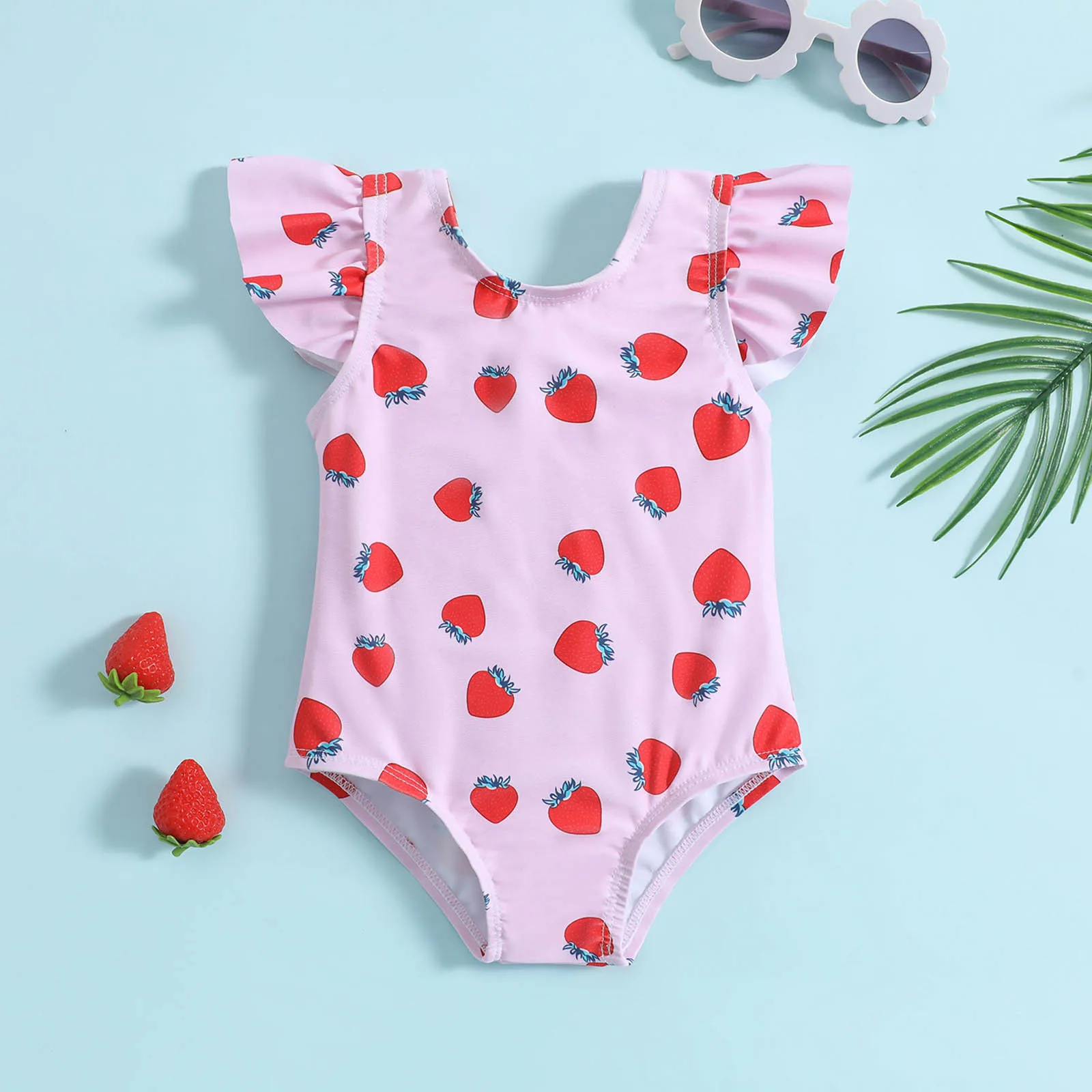 

Swimsuit Girls Summer Toddler Girls Ruffles Strawberry Prints 1 Piece Swimwear Beach Swimsuit Bikini Girls Swimsuits