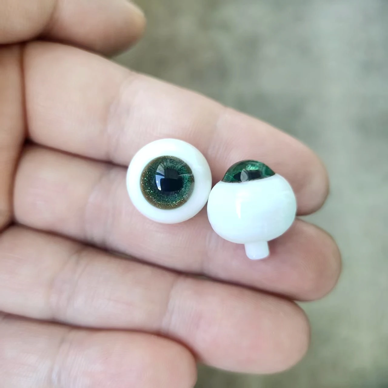 [wamami] Bulbo oculare in vetro fatto a mano verde maculato misterioso a grandezza naturale da 6 mm-24 mm JS25 per occhi di bambola rinata BJD